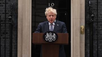 Prime Minister Boris Johnson announced his resignation outside 10 Downing Street on Thursday. Picture: Getty Images