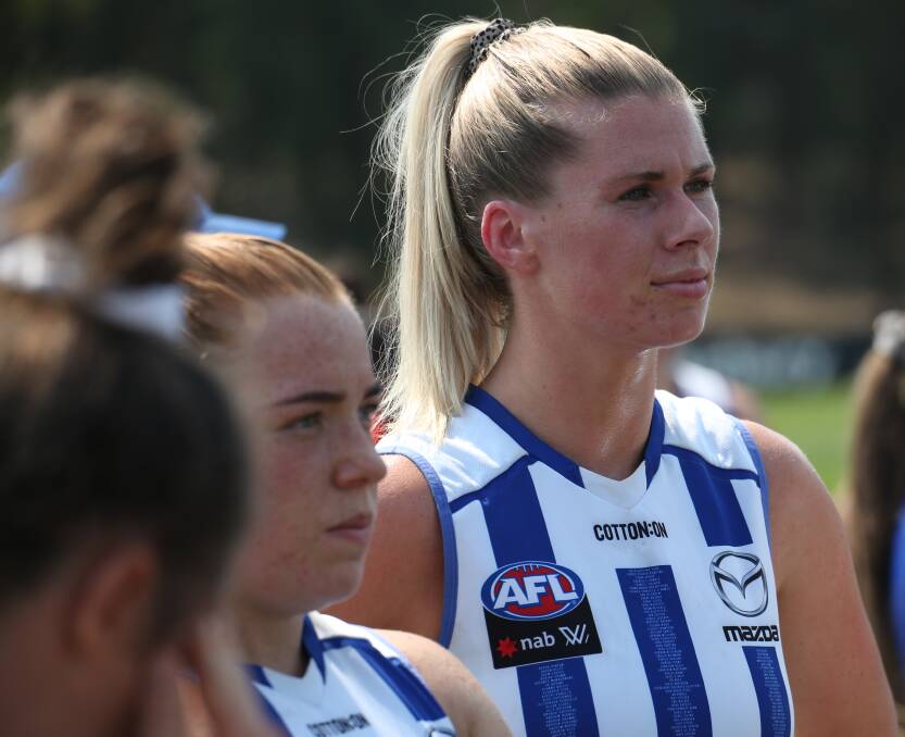 HOP OVER: New Collingwood AFLW ruck Abbey Green will farewell former dual teammate Mia King, who played side by side at not only North Melbourne but also in the Launceston TSLW side. Picture: Supplied