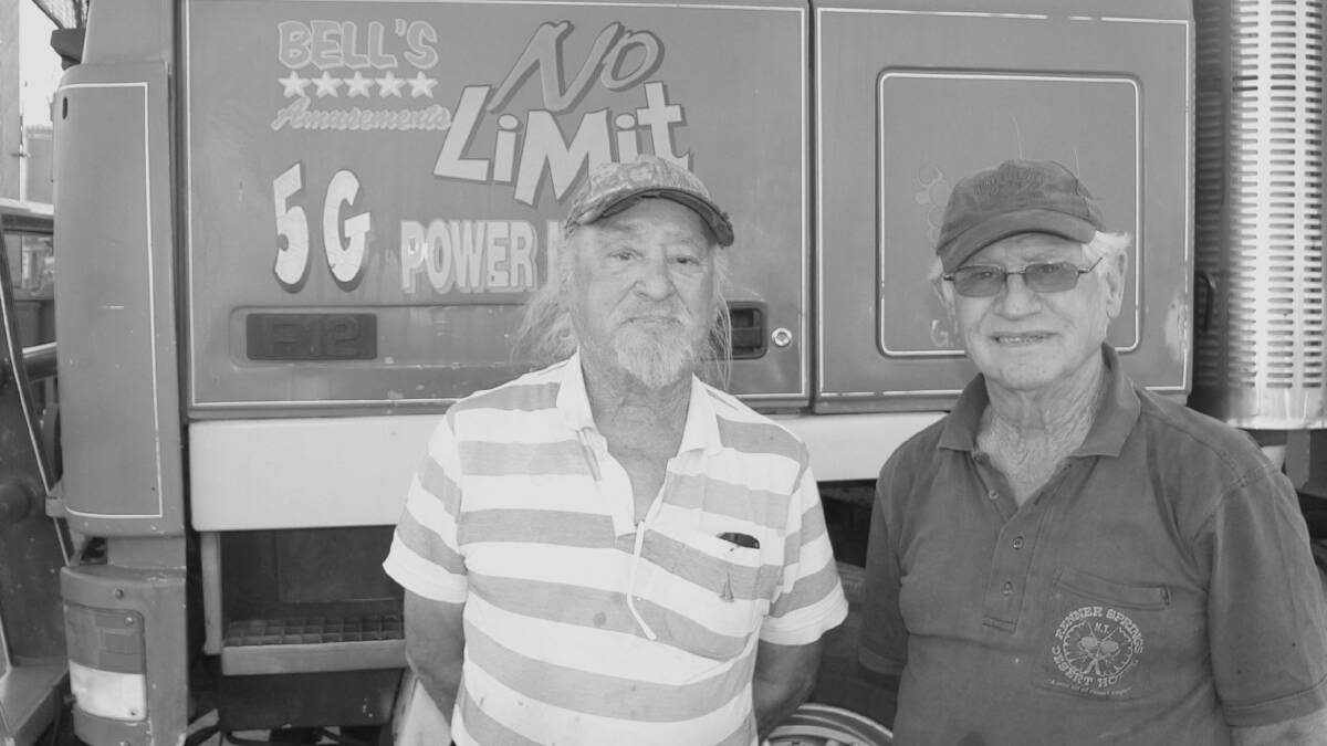 Arnold and Elwyn Bell travelled to Mount Isa for the show with their father's Roy Bell Boxing Tent. Picture supplied