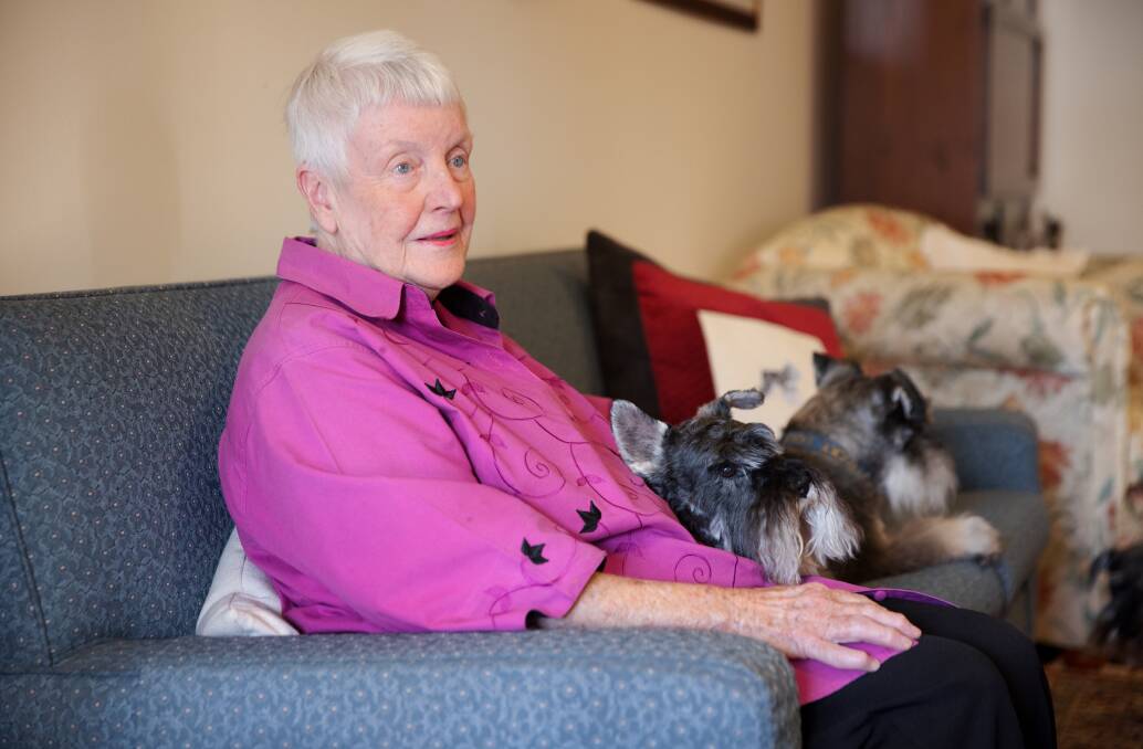 Kath McQuarrie with her schnauzers. Picture: Sitthixay Ditthavong