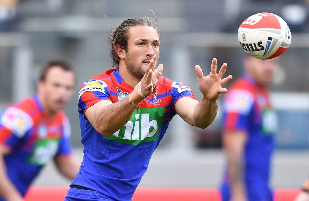 WORKING: Bayden Searle spent the pre-season with Newcastle's NRL squad. Photo: NEWCASTLE KNIGHTS
