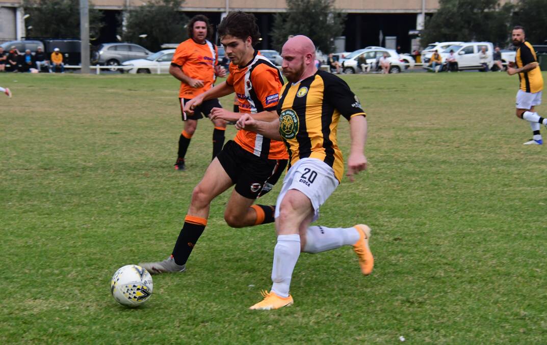IMPACT: Joel Albrecht and his Mudgee Gulgong Wolves, pictured against Dubbo FC earlier this season, were new to the WPL this year. Photo: AMY McINTYRE