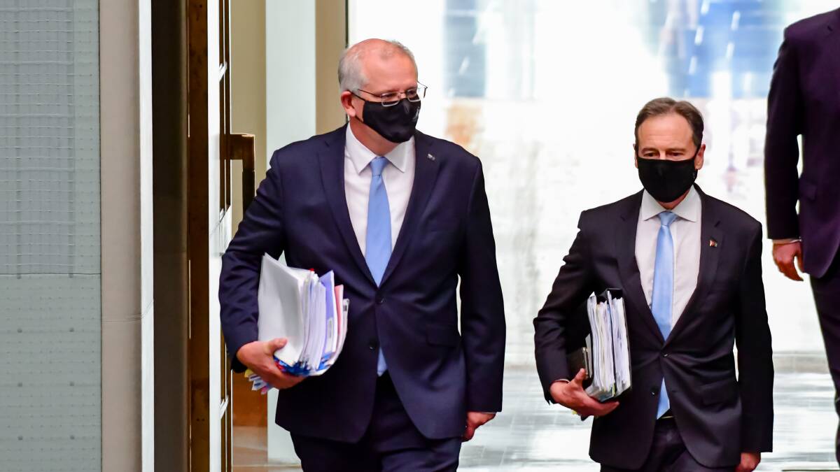 Scott Morrison (left) has stopped short of apologising for the government's handling of the pandemic, but admitted to not always getting it right. Picture: Elesa Kurtz
