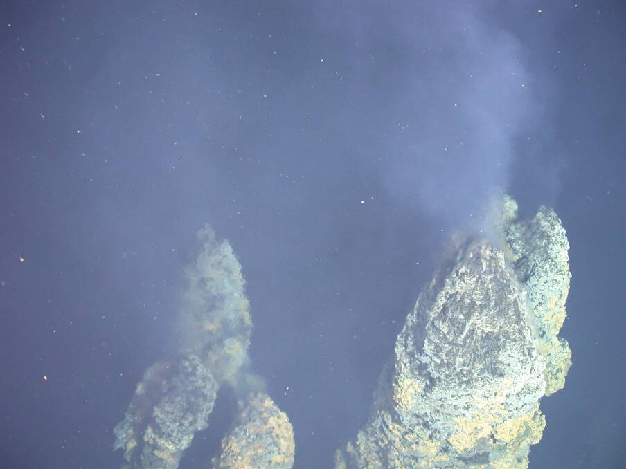 HABITABLE?: These active hydrothermal vent chimneys may support microbial life. Photo: Submarine Ring of Fire 2006 Exploration, NOAA Vents Program.