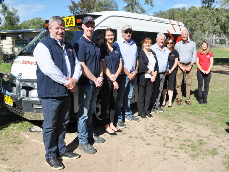 Arthur McClure and Blake Hjorth from Bowden's Silver, Michelle Frankham of Moolarben Coal, Steve and Robert of Windoch CCS, Jacquie and Andrew Shipman from Shipman's Real Estate, Marianne Todd from the Variety Club, with Lue principal Caren McDonald (centre).