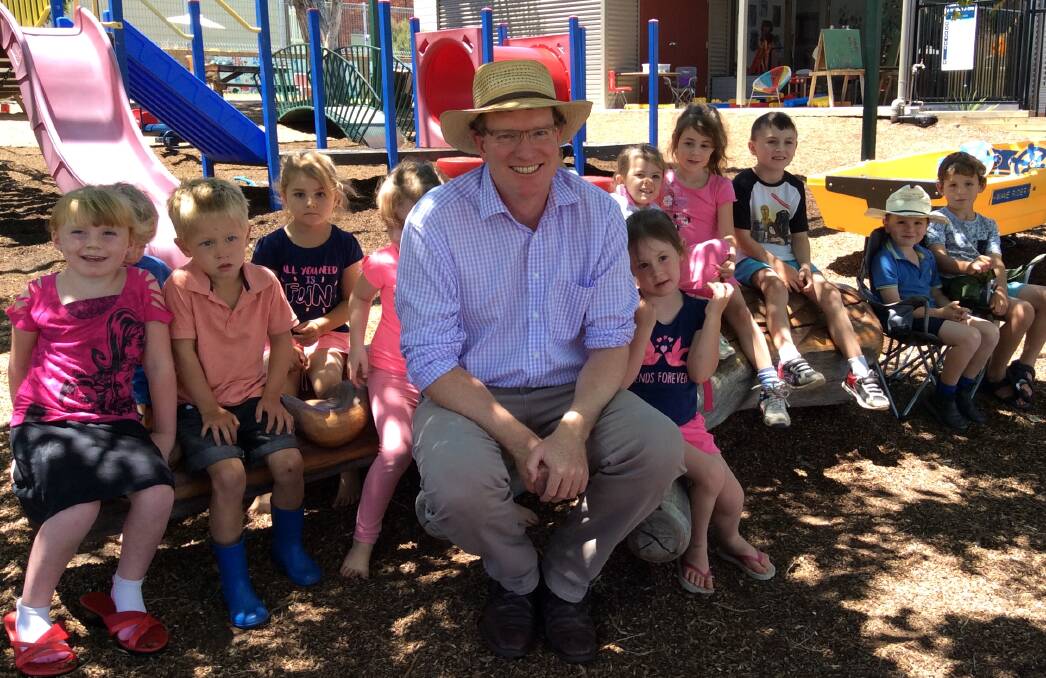Member for Calare Andrew Gee at Gulgong Pre-School on Friday. Photo: supplied