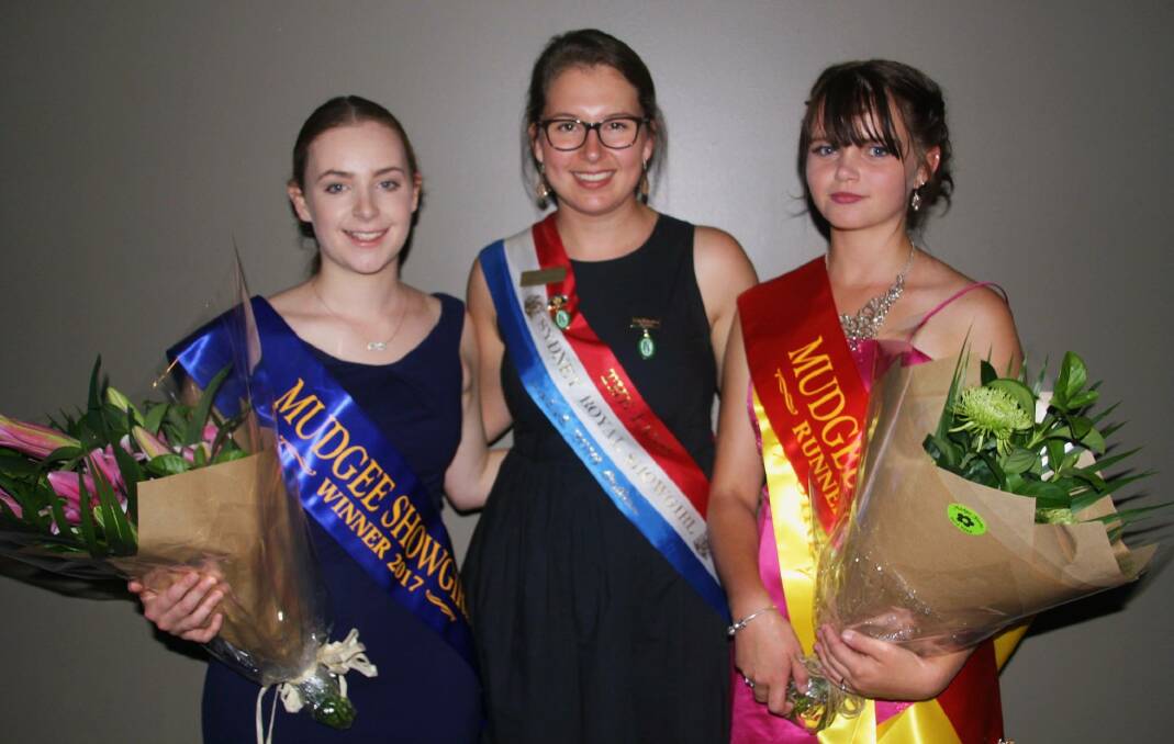 CROWNED: Competitors Lucy and Lara are pictured with Grace Eppelstun, 2016 The Land Sydney Royal Showgirl, who was a judge of the competition. Photo: supplied.