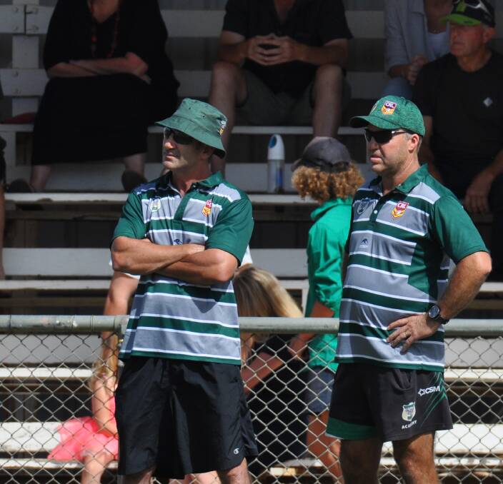 MENTOR: Tony Woolnough (left) looks on during a prior Western Rams pre-season trial. PHOTO: NICK MCGRATH.