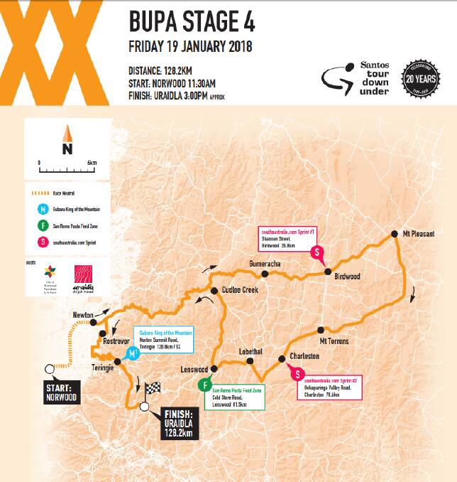 Men's TDU Stage 4 which also involves the Bupa Challenge open to cycling enthusiasts hours before the professionals ride through.