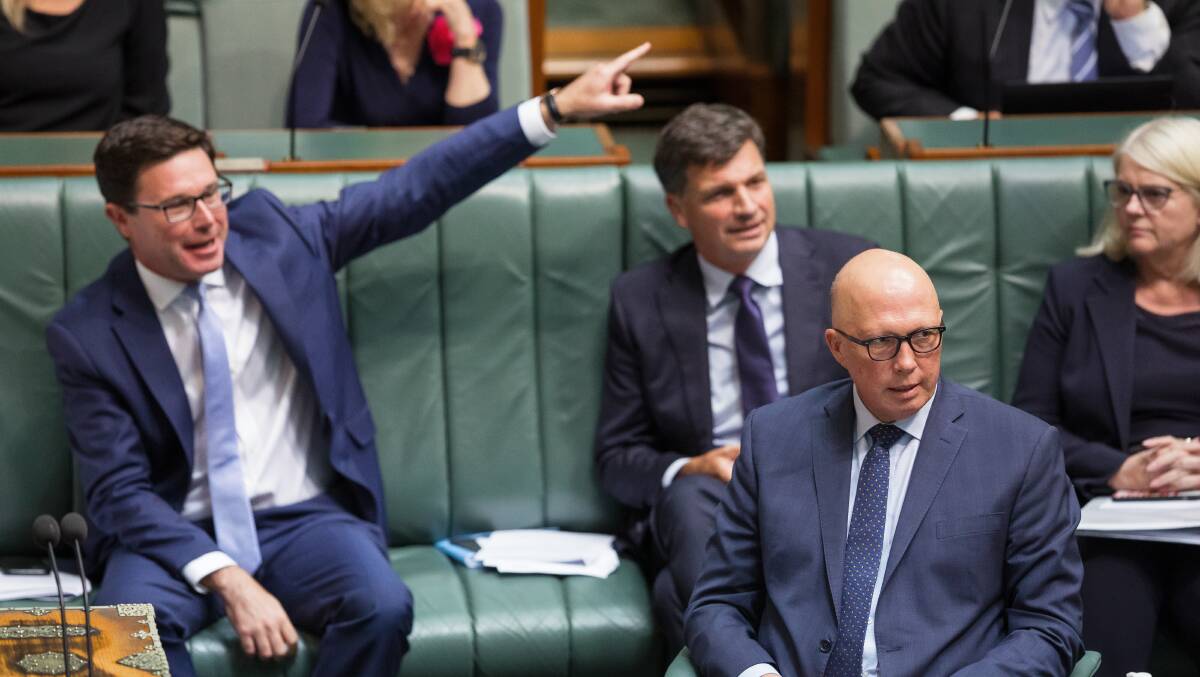 Nationals leader David Littleproud, left, and Opposition Leader Peter Dutton. Picture by Sitthixay Ditthavong
