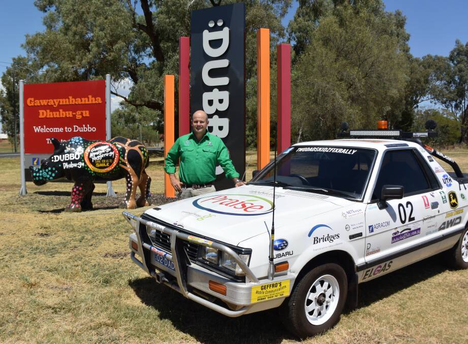 Rallying for kids: KidzFix Foundation director David Ward (of Team Two Dads) and Errol the Subaru Brumby Ute are bringing the KidzFix Rally to Dubbo in September, 2017. Photo: JENNIFER HOAR