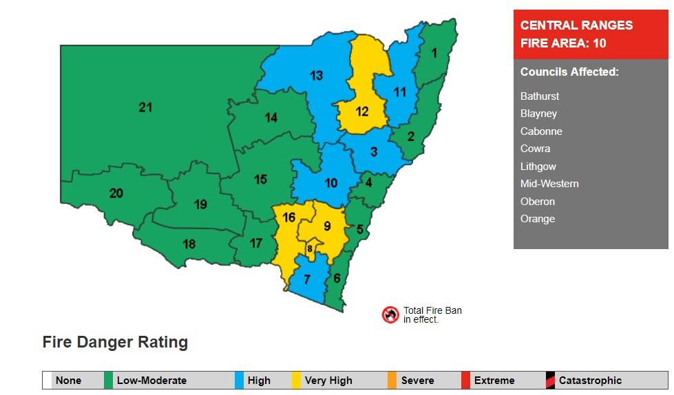 The daily Fire Danger Ratings at the NSW RFS website.