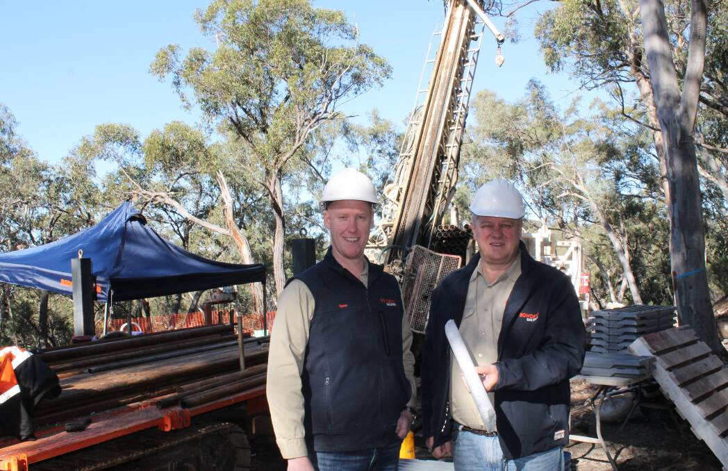 Bowdens Silver director Tony McClure (right) and community liaison officer Blake Hjorth at one of the drilling sites.