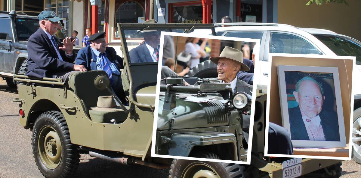 VALE: The late Les Monks' recognisable hat takes his place in the Jeep leading the Gulgong parade, (inset) Fred Raymond was also remembered.