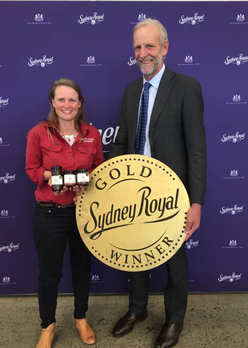Roth Family Orchard cherry grower and producer Ingrid Roth with Hunter White - Steward-in-Chief Sydney Royal Fine Food Show, RAS Councillor, and fellow local.