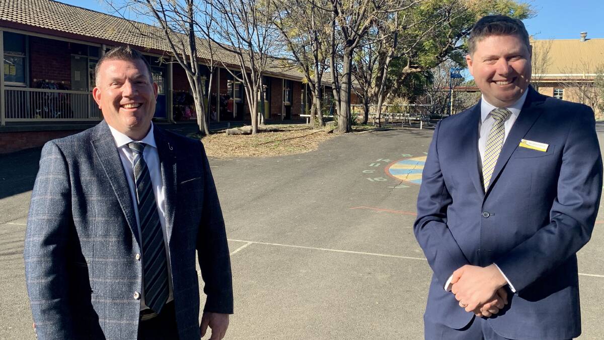 Member for the Dubbo electorate Dugald Saunders and new Mudgee Public School principal John Carters.
