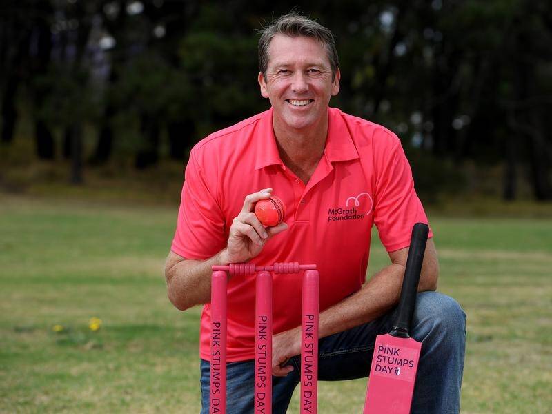 An auction item at the Pink Races is an over bowled by Glenn McGrath, in the mounting yards.