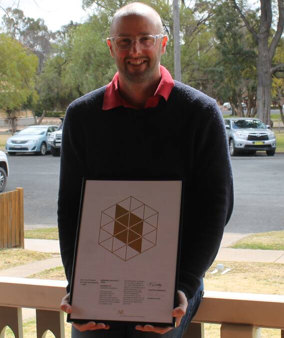 Mudgee's Cameron Anderson was recently awarded the NSW Emerging Architect Prize.