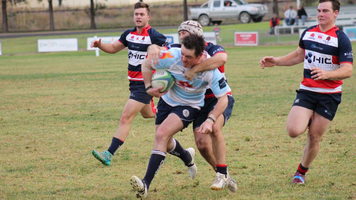 HARD TO STOP: The Mudgee Wombats were outplayed by the visiting Forbes Platypi at Jubilee Oval on Saturday.