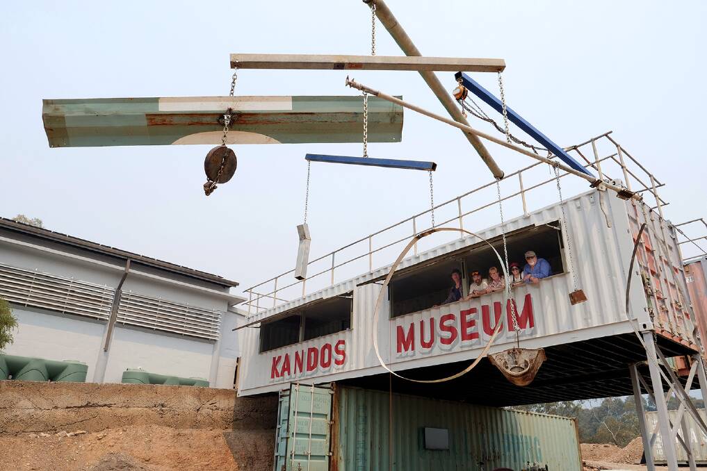 The container extension to Kandos Museum - a work in progress - with Rebecca Gallo's (second from right) Cementa installation, a large scale mobile hanging from the roof, the contemporary arts festival is on November 21-24.