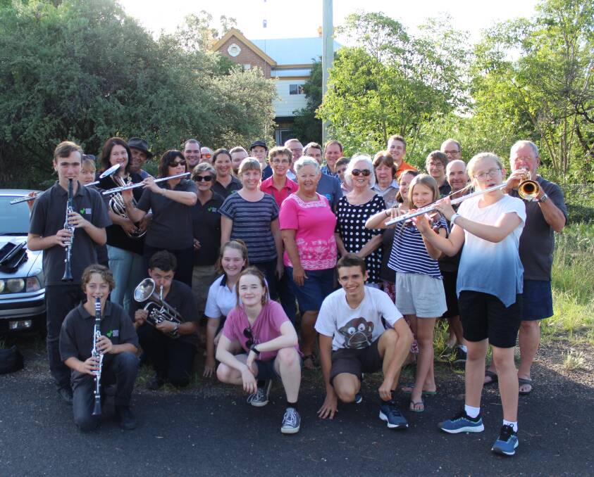 Members of Mudgee Concert Band, Mudgee Performing Arts Society, and U3A at the old Mudgee TAFE building, which they hope to transform into a community hub.