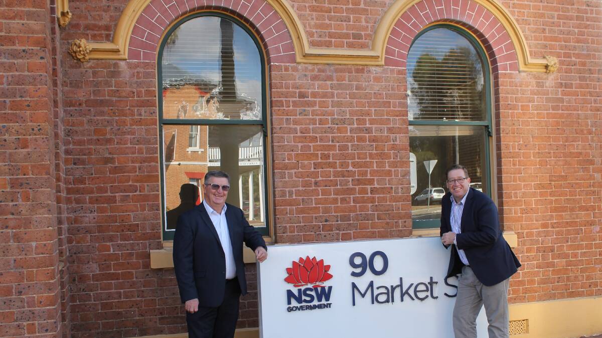 Mayor Des Kennedy and the then member for the Dubbo electorate, Troy Grant, in May 2018 when the project was announced and ownership of the site was transferred to Council. 