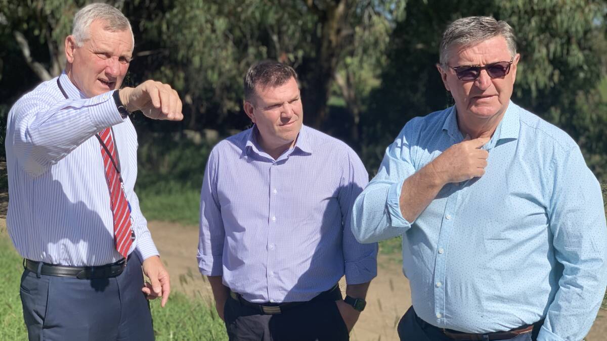 Member for the Dubbo electorate Dugald Saunders with Mid-Western Regional Council general manager Brad Cam and mayor Des Kennedy earlier this year.