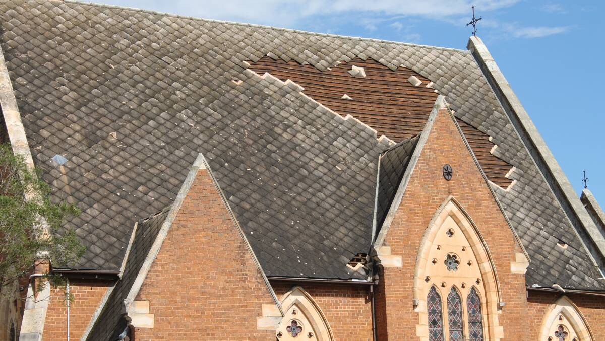 AFTERMATH: The church was damaged during the severe storm that tore through Mudgee on the afternoon of January 18.