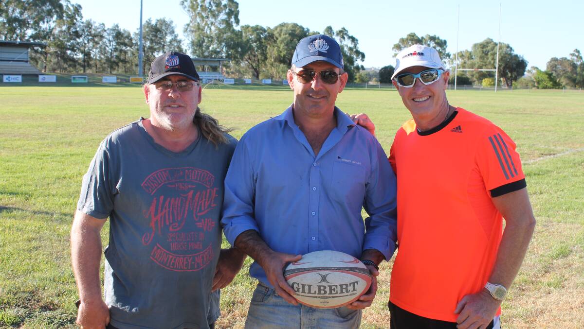 NEW BALL GAME: Tony Muller (right) is the Mudgee Wombats' new first grade coach, he is pictured with assistant Chris Densley (centre) and new Colts coach Tony Moylan. 