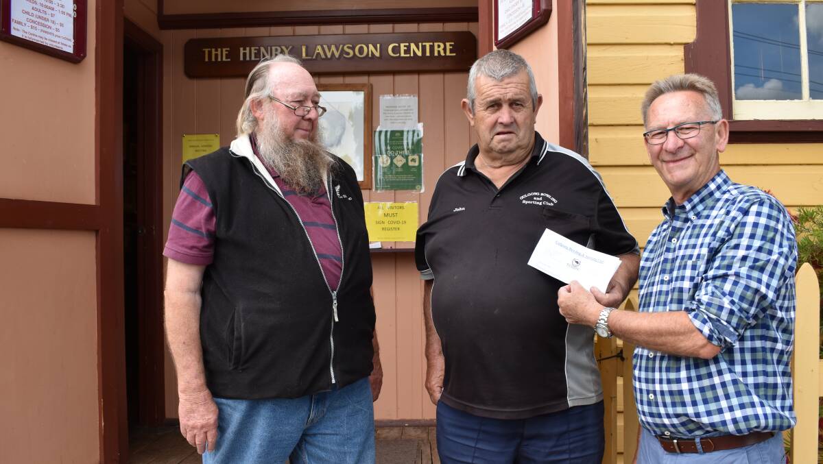 Gulgong Bowling Club vice president Alex Lithgow, president John Mobbs and Gordon McDonnel volunteer at the Henry Lawson Centre.