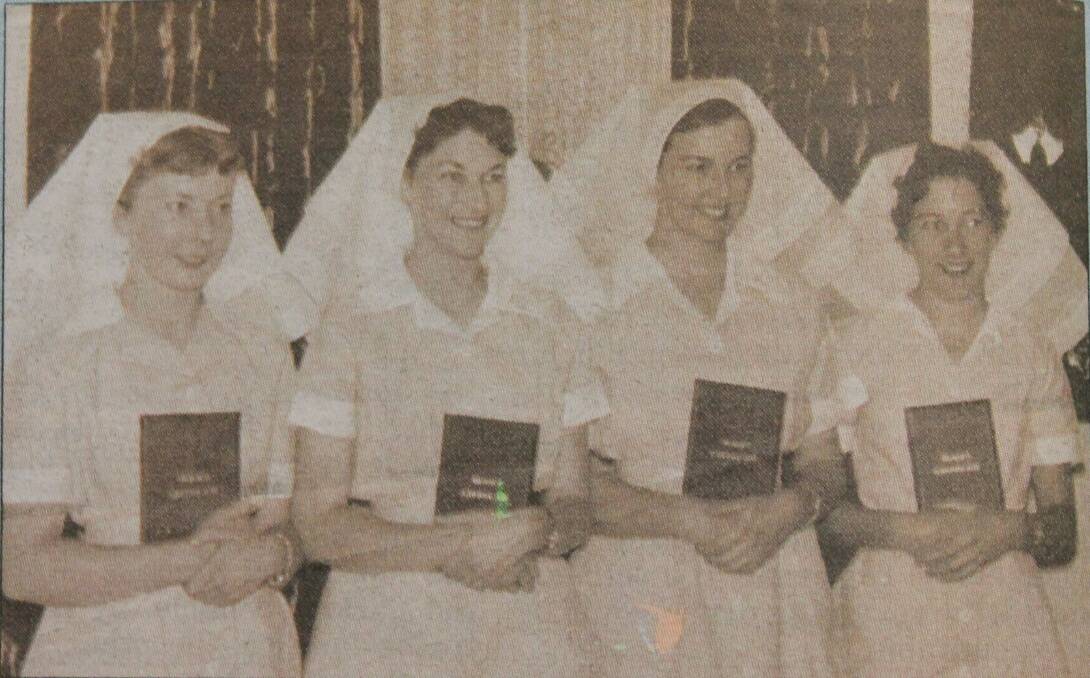 The first group of nurses trained at the then-new Mudgee Hospital, pictured in the Mudgee Guardian's 50th anniversary feature in 2005, from left, Jeanette Bourke (nee Smith) of Mudgee, Jean Roth-Taylor (nee Cafe) of Sydney, Peg Farthing (nee Milligan) of Mudgee, and Joan Rothe (nee Dale) of Dunedoo.