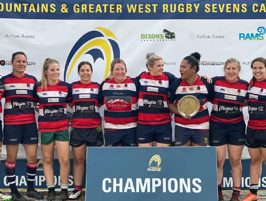 The Mudgee Wombats took out the Open Women's Plate in the Blue Mountains and Greater West Rugby Sevens Carnival on Saturday, photo: Joshwa Wilson-Tuckey.
