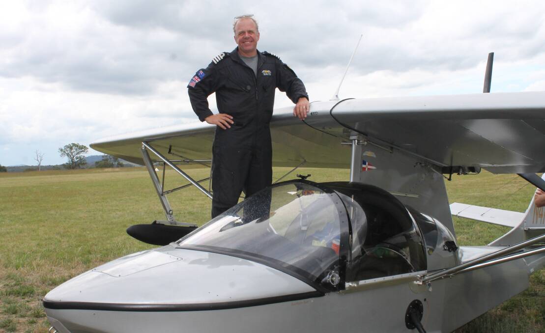 RETURN FLIGHT: Pilot Michael Smith, pictured at Rylstone Airpark as he completed his solo flight around the world in his tiny two-seat seaplane, will return to location for the Celebration of Aviation on May 19.