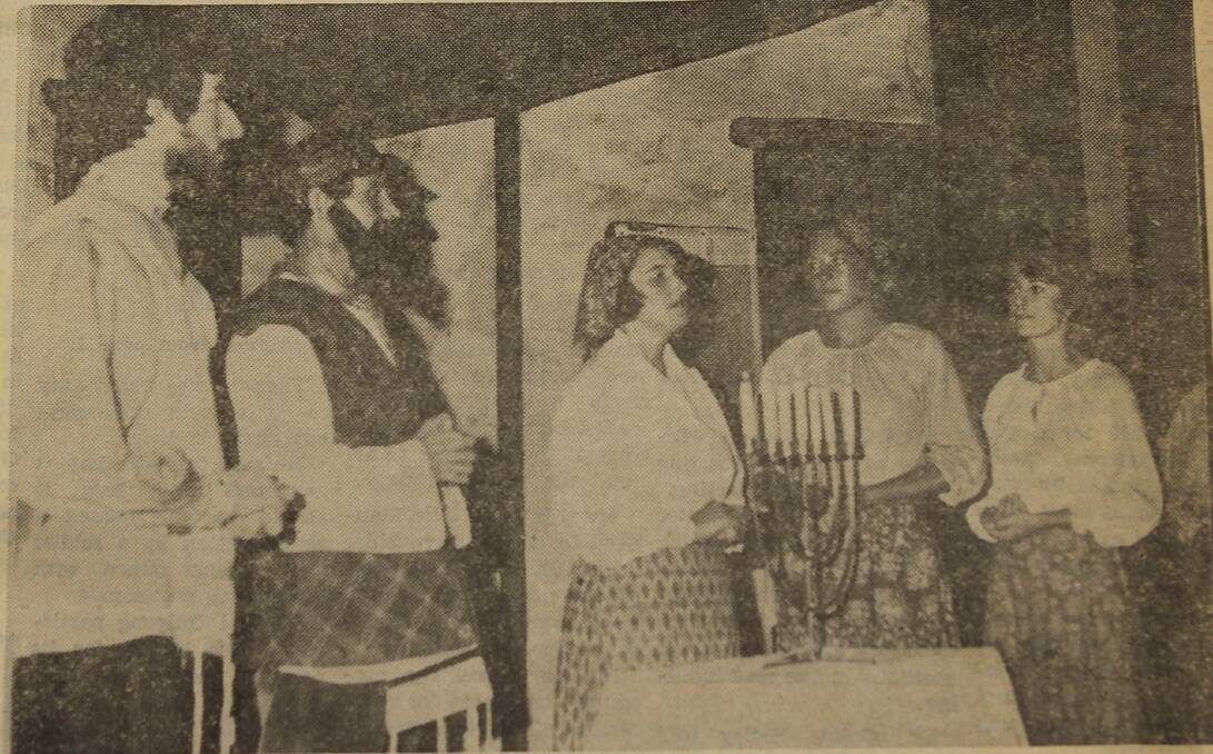 Photo in the Mudgee Guardian of Mudgee Musical Society cast members, to accompany a review of their 1979 production of 'Fiddler on the Roof' at the theatre.