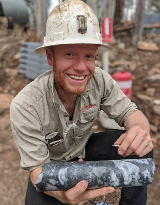 Bowdens Silver senior geologist David Biggs with a core sample, photo supplied.