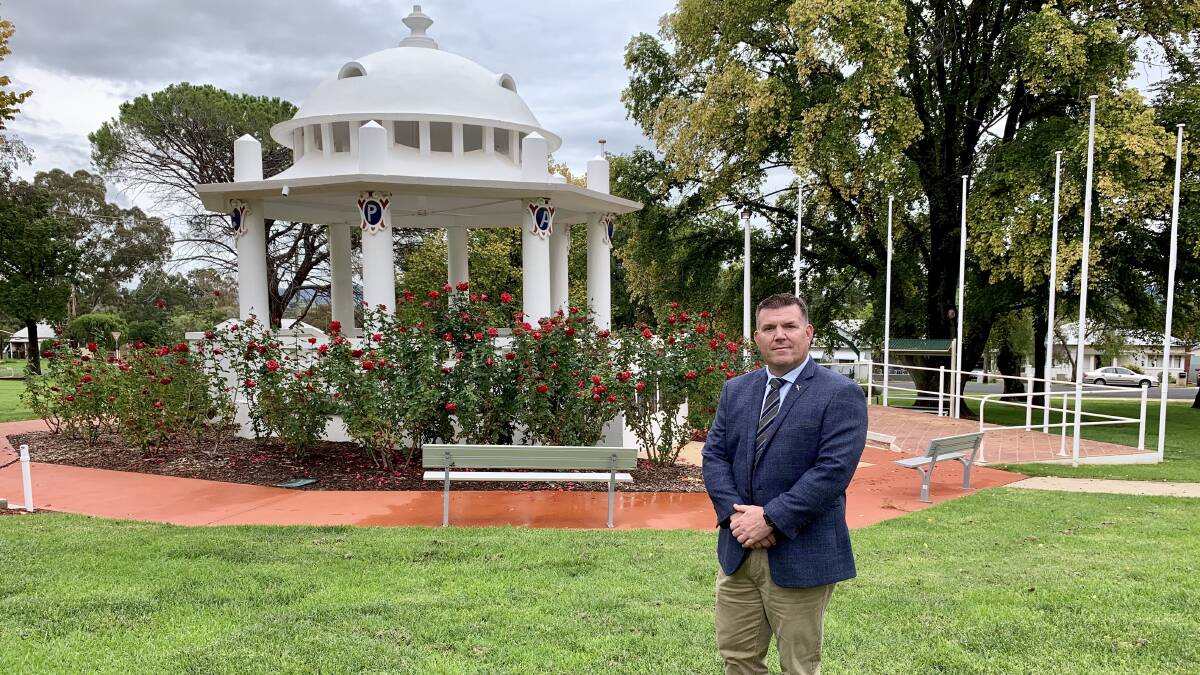 Member for the Dubbo electorate Dugald Saunders at Gulgong's ANZAC Park.