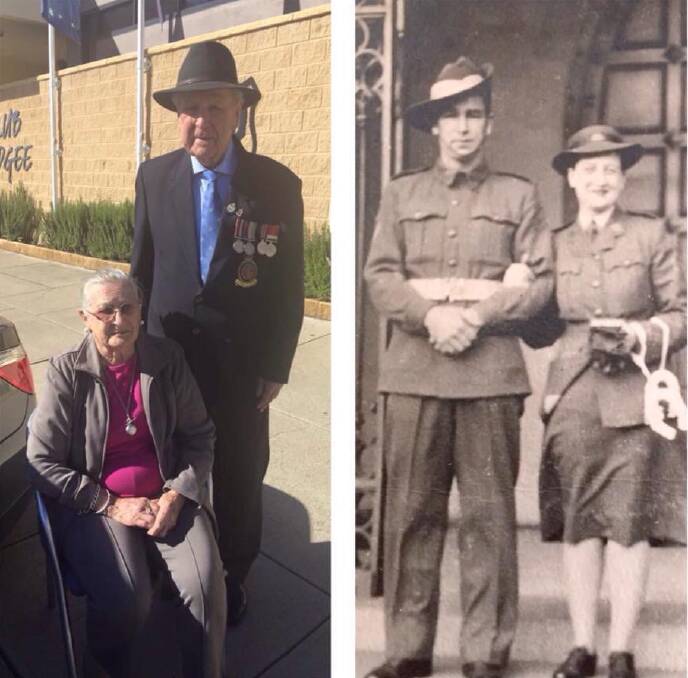 Pat Woods recently celebrated his 100th birthday, he is pictured with wife Peg, both of whom served in the military.