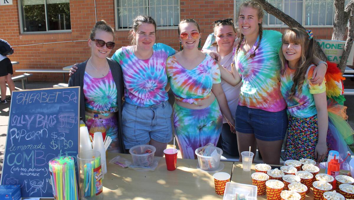 Part of the annual Rainbow Day charity event is a fete featuring stalls and activities at Mudgee High School, the 2020 cohort's fundraising is in aid of drought relief.