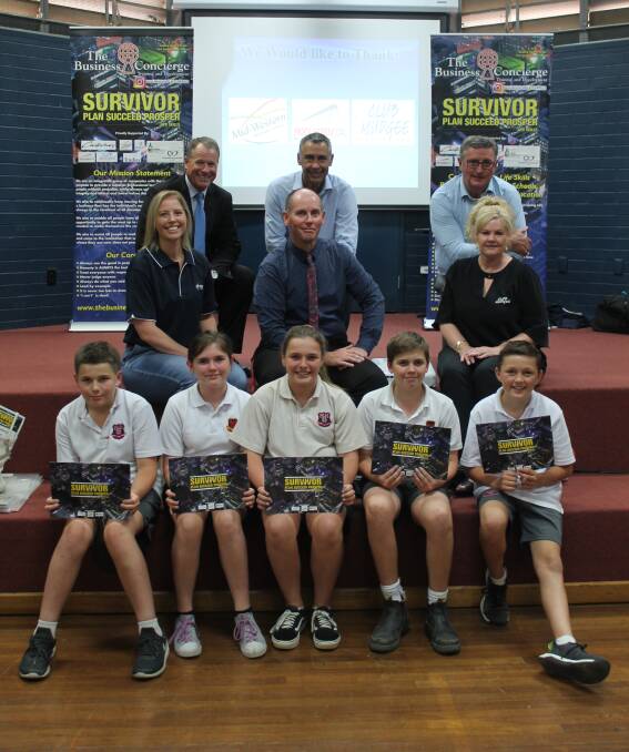 Howard Smith (back left) presented the Survivor Life Skills program to students at high schools in Mudgee (pictured), Gulgong and Kandos last week. 