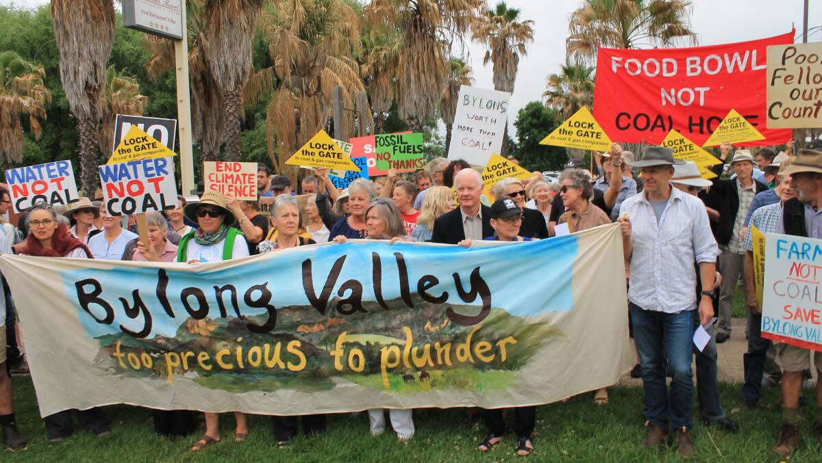 Lock the Gate Alliance held a protest prior to the NSW Independent Planning Commission public meeting for the Bylong Coal Project, held in Mudgee on Wednesday.