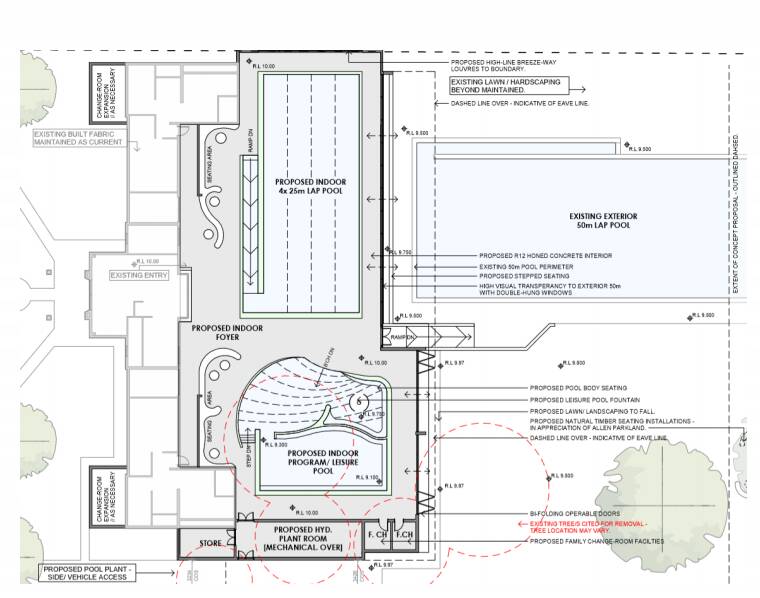 The purpose built indoor pool plan submitted to Council as part of their feasibility study.