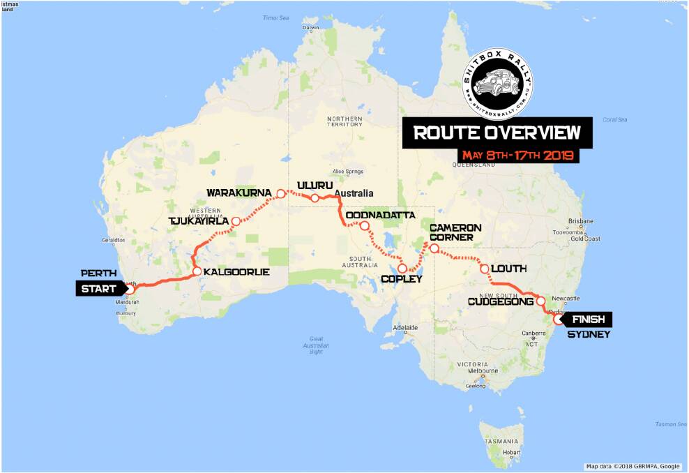 The 2019 Autumn Rally will travel from Perth to Sydney via Uluru.