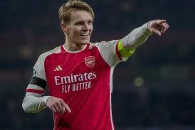 Captain Martin Odegaard was one of six scorers in Arsenal's 6-0 Champions League win over Lens. (AP PHOTO)