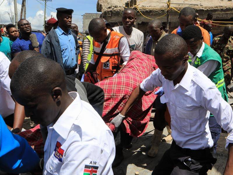 Rescuers have recovered a body where a six-storey building collapsed in Nairobi, Kenya.