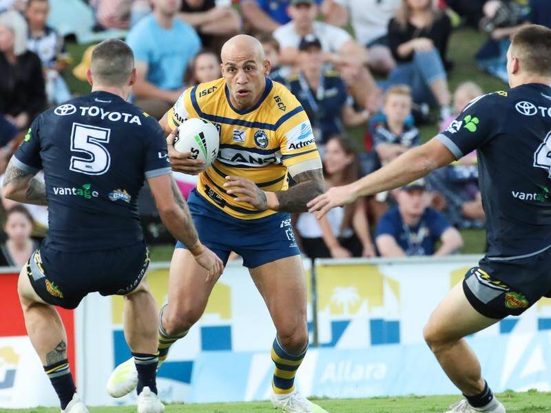 Parramatta's Blake Ferguson (c) has scored four tries playing on the wing for the Eels this season.