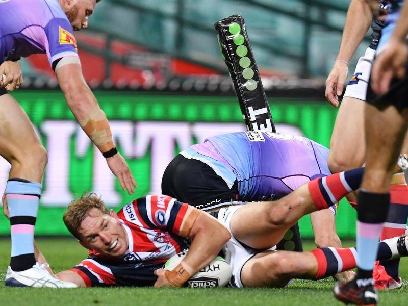 In his 303rd game for the Roosters, Mitchell Aubusson scored two tries in the win over Cronulla.