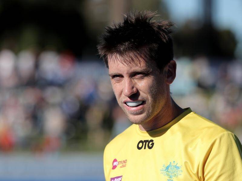 Eddie Ockenden has celebrated 400 games for the Kookaburras with a 7-4 win over India. (Richard Wainwright/AAP PHOTOS)
