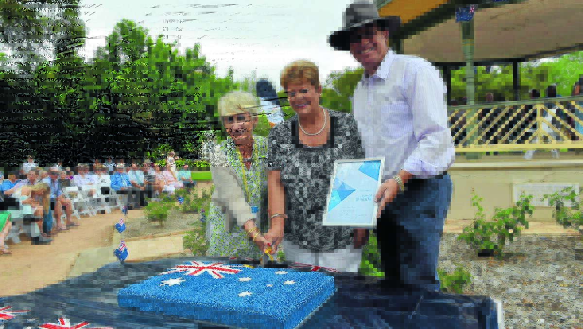 Australia Day ambassador Libby Hathorn with Mid-Western Regional Council Citizen of the Year Robyn Oakes, and NSW Deputy Premier Troy Grant. Ms Hathorn will return to Mudgee next week to launch her new book Eventual Poppy Day ahead of Anzac Day.