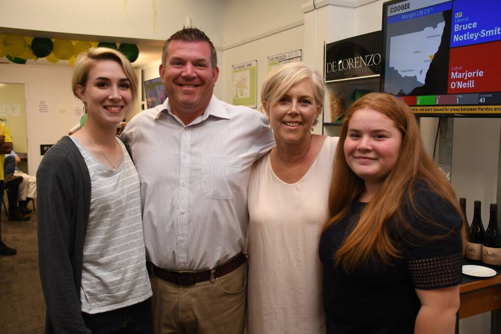 Dugald Saunders with his family on election night. Photo: CONTRIBUTED