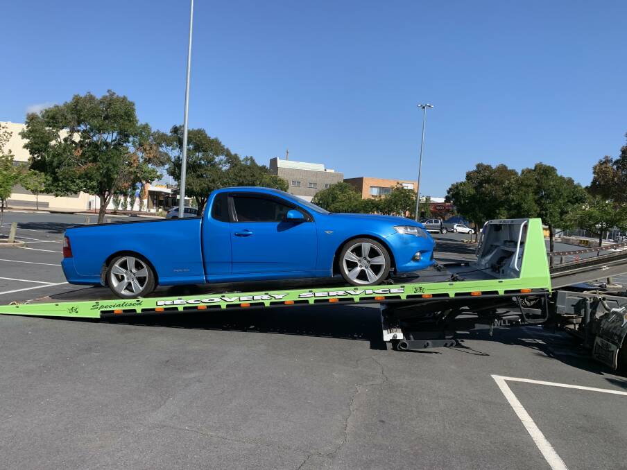 The owner of the blue Ford utility has lost access to the car for 28 days and will have to pay for towing and the cost to impound the vehicle. He will also face court. 